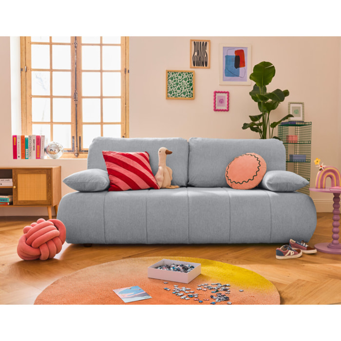 Harper - canapé 3 places convertible avec coffre en tissu texturé - Gris