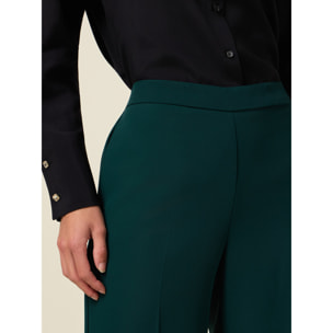 Oltre - Pantalones palazzo de tejido crepé - Verde