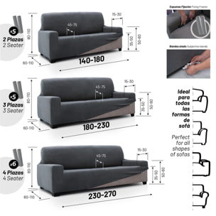 Funda de sofá TERCIOPELO ANTI MANCHAS Multi elástica modelo VERONICA