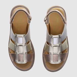 Sandalias de Piel - Multicolor - Tacón: Bajo