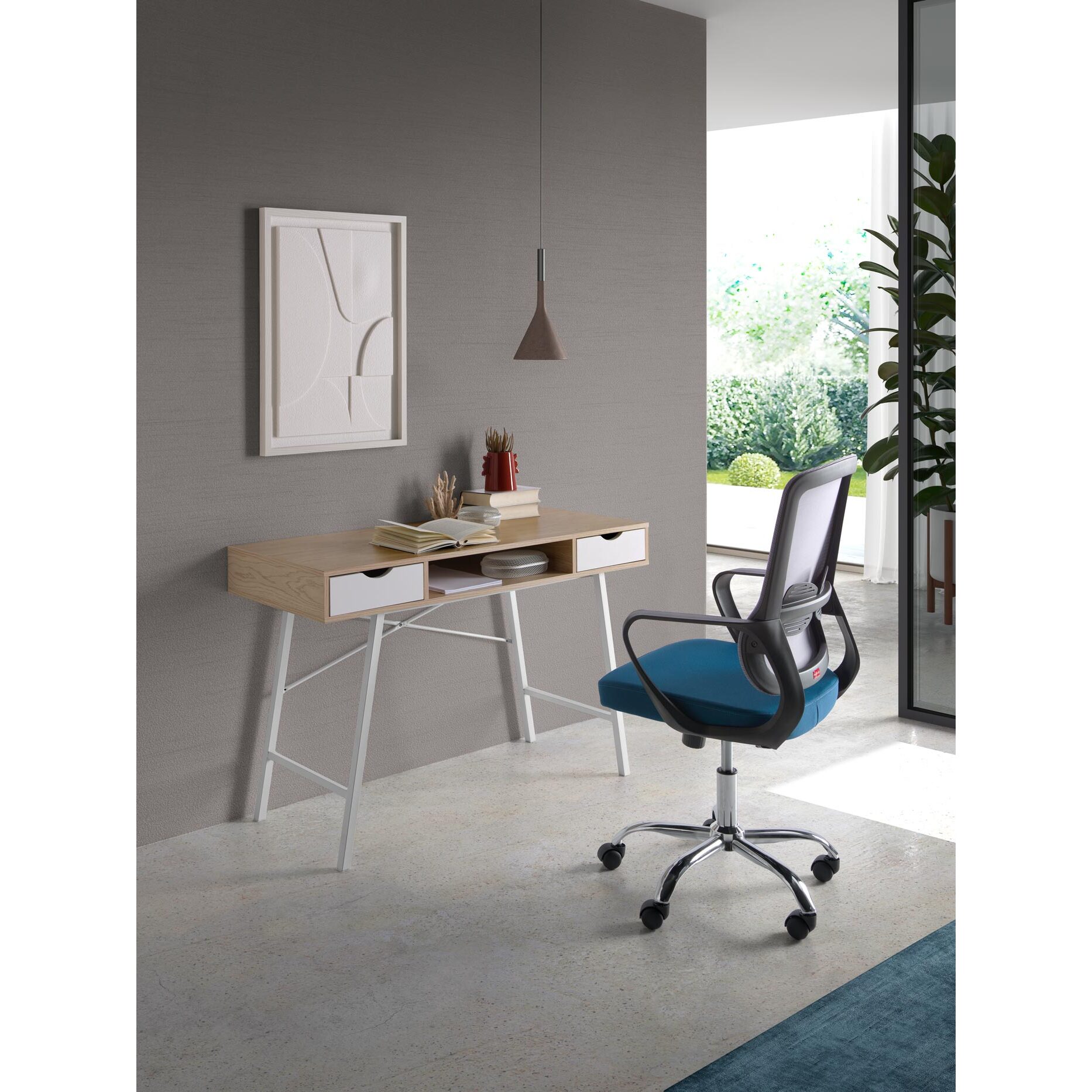 Silla de estudio Mylo gris y azul 110x60x61 cm