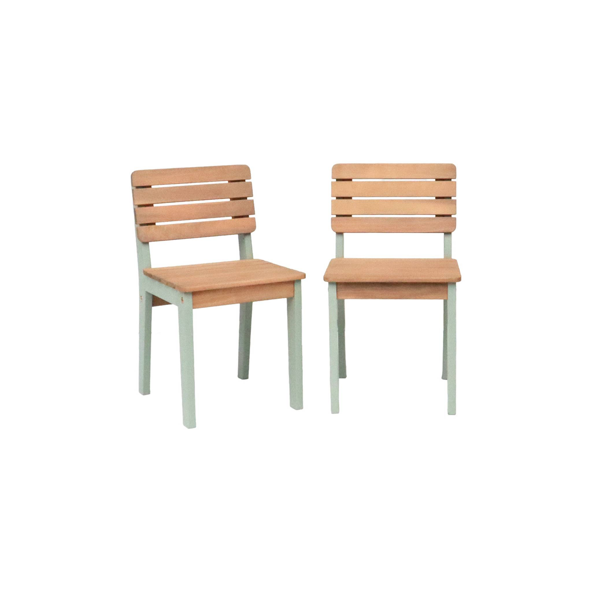 Chaise bois pour enfant intérieur/extérieur, salon de jardin enfant bois d'acacia (lot de 2) CAROLINE