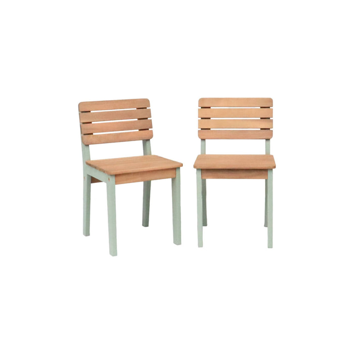 Chaise bois pour enfant intérieur/extérieur, salon de jardin enfant bois d'acacia (lot de 2) CAROLINE