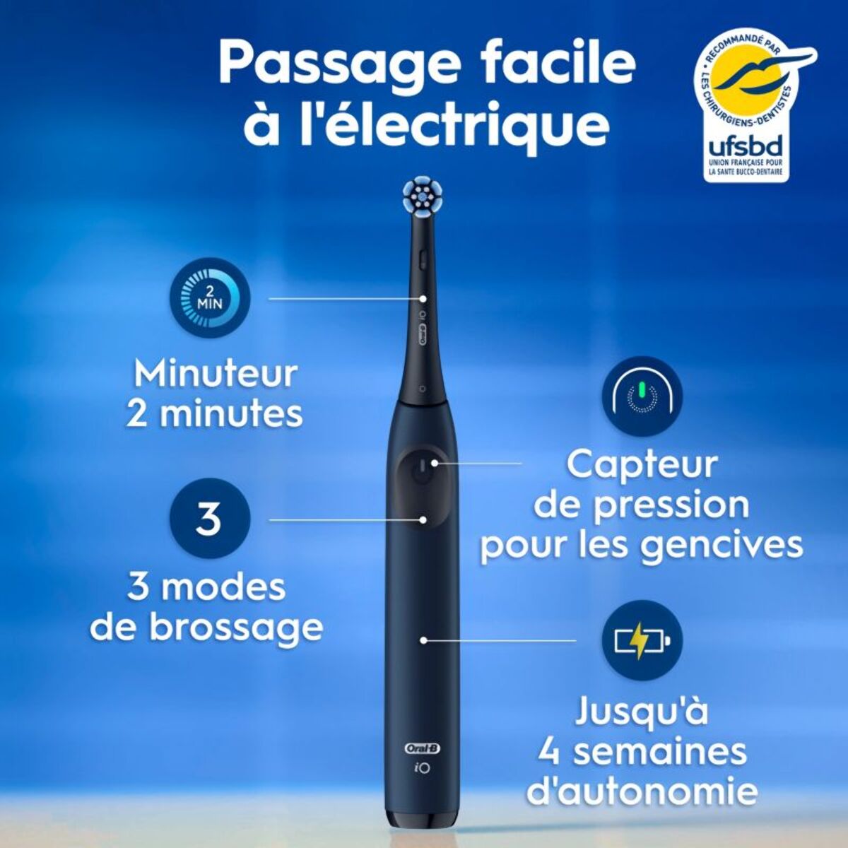 Brosse à dents électrique ORAL-B iO2 Marine Blue Deep Clean + Travel Case