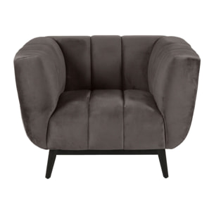 Fauteuil velours gris foncé