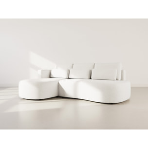 Mahina - canapé d'angle gauche 4 places convertible avec coffre en tissu texturé - Beige
