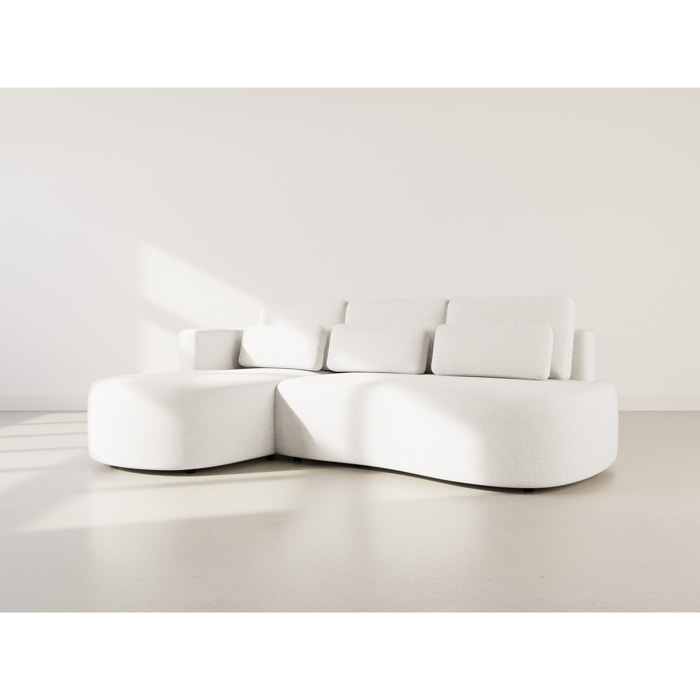 Mahina - canapé d'angle gauche 4 places convertible avec coffre en tissu texturé - Beige