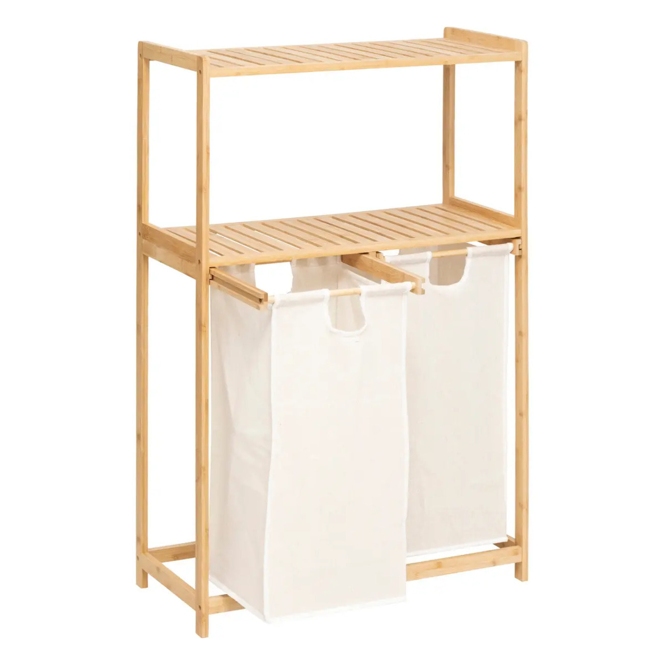 Étagère "Tidy Box" avec 2 sacs à linge en bambou marron 72x33cm