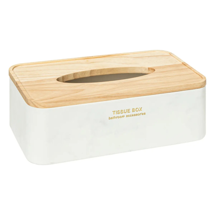 Boîte à mouchoirs "Léa" blanc effet marbre