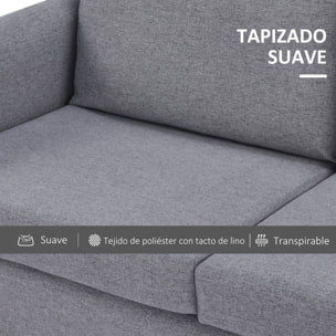 Sofá de 2 Plazas Salón Tapizado en Lino Sintético con Cojines 130x67x76,5cm Gris