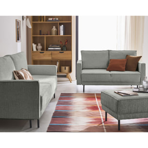 Charlie - canapé droit 2 places - en tissu velours relief - Gris