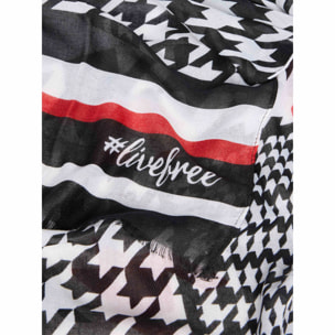 Fiorella Rubino - Foulard lungo con stampa pied-de-poule - Nero