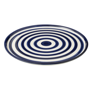 J-Line assiette Granada Stripes - céramique - blanc/bleu
