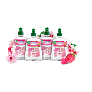 Air Wick Active Fresh Spray Automatico Sin Aerosol - Ambientador para casa con aroma a Flor de Cerezo y Frambuesa - 4 Recambios (4x228ml)