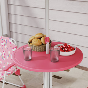 Conjunto de Mesa y Sillas Infantil de Jardín de 4 Piezas, Mesa Infantil con Sillas Plegables, Sombrilla Desmontable, Diseño de Unicornios y Arcoíris, para Patio, Pícnic, Rosa