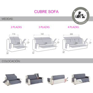 Cubre sofá DRY, acolchado, reversible y antimanchas Marrón/Beige