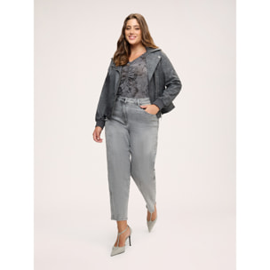 Fiorella Rubino - Giacca biker con polsini in maglia elasticizzata - Grigio