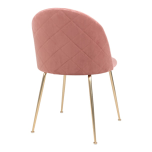 Set 2 sedie da pranzo Geneve in velluto rosa con gambe effetto ottone