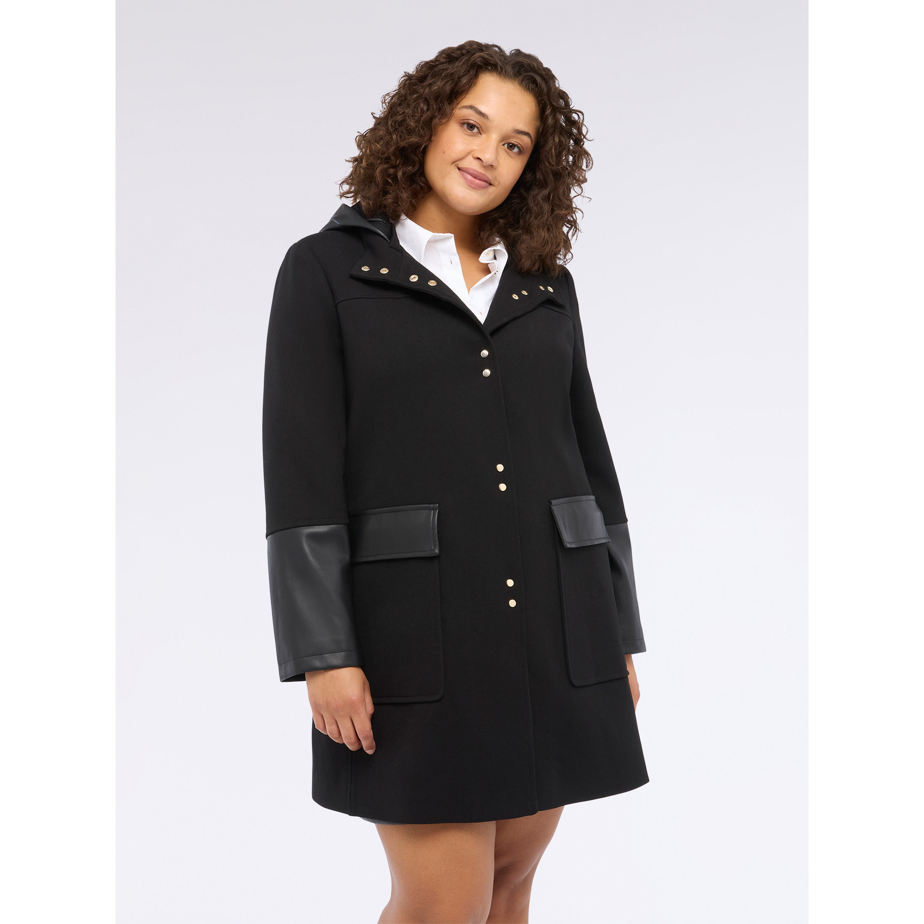 Fiorella Rubino - Cappotto con dettagli in tessuto lucido - Nero