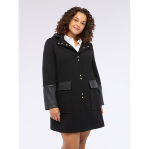 Fiorella Rubino - Cappotto con dettagli in tessuto lucido - Nero