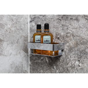 Panier de douche 20 cm en laiton massif, Chrome (SATDPOL20CH)