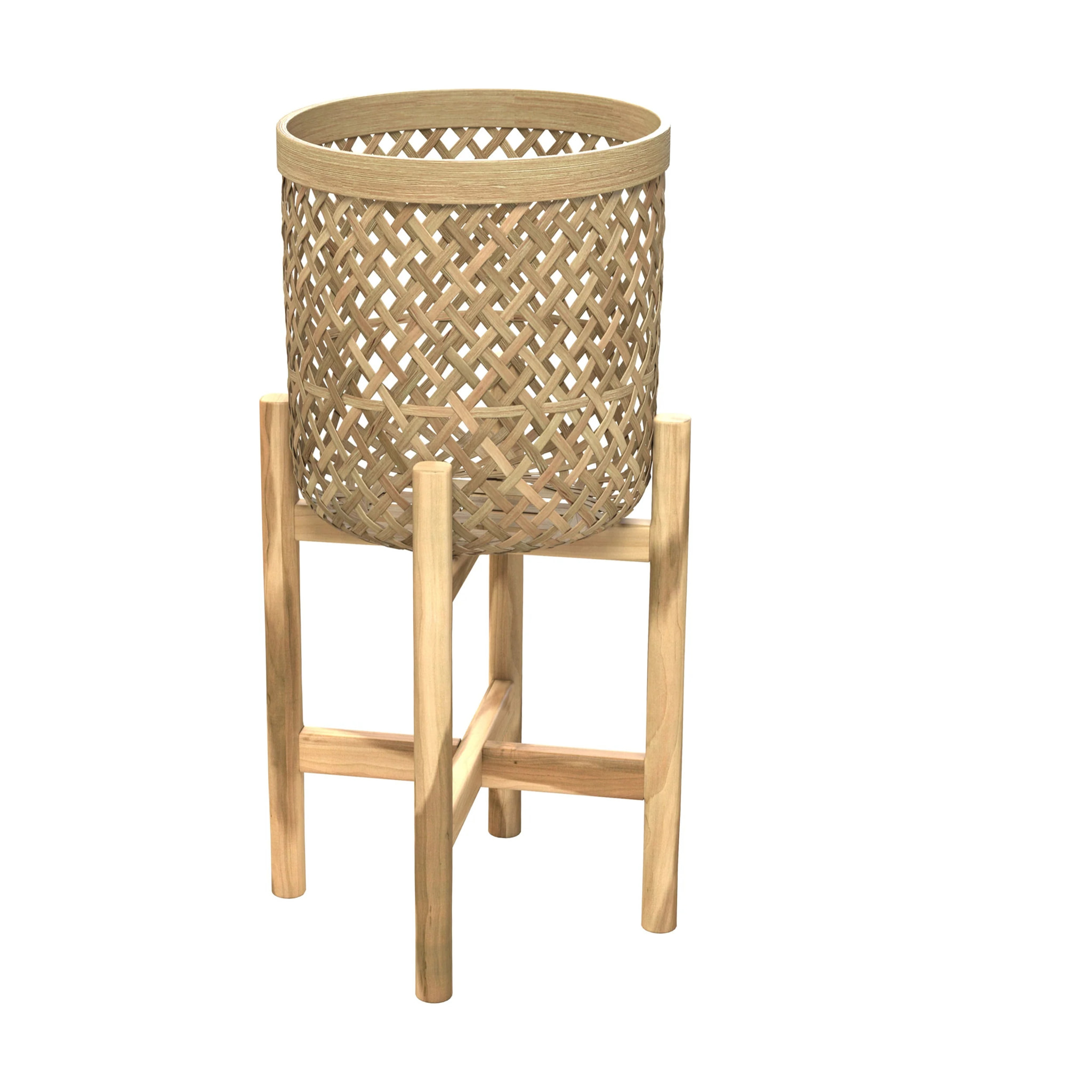 Cache-pot pieds en teck et bambou (lot de 2) - Mila