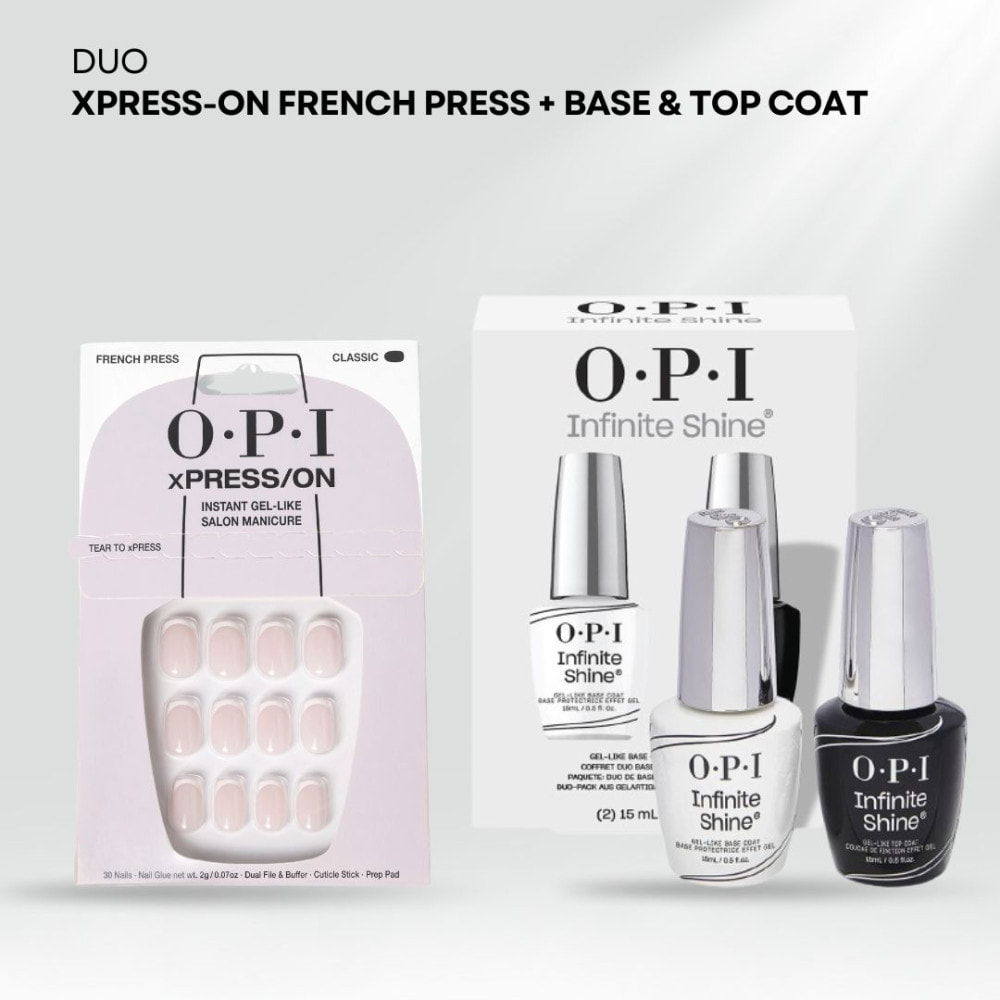 Duo Infinite Shine - Base et Top Coat Duo Pack - 30ml xPRESS-ON - French Press - Faux ongles réutilisables, effet gel