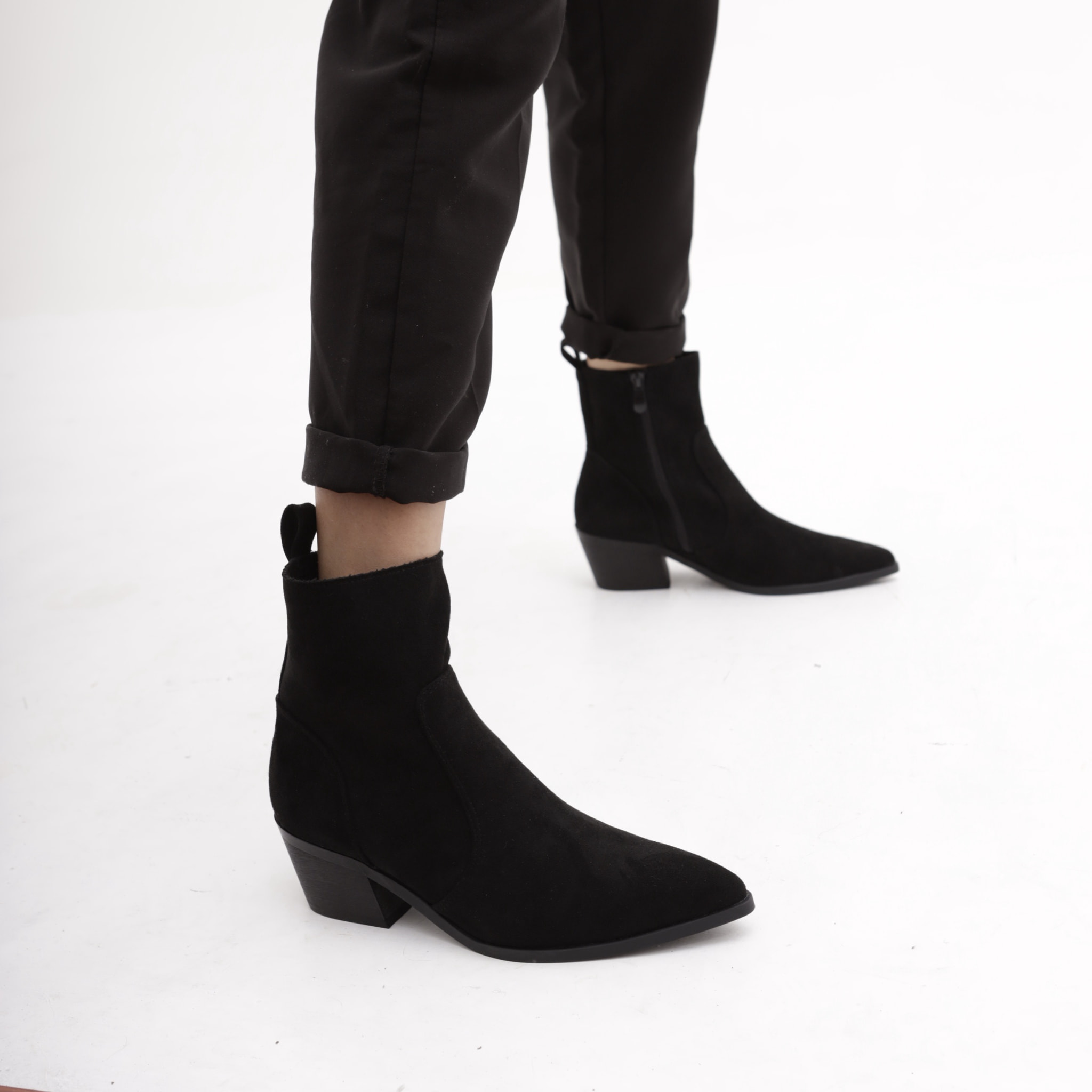 TRONCHETTO TEXANO LISCIO NERO