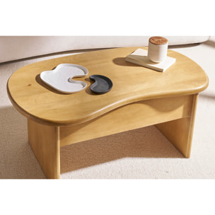 Table basse relevable design haricot avec rangement en bois manguier massif L95 cm KOKOA