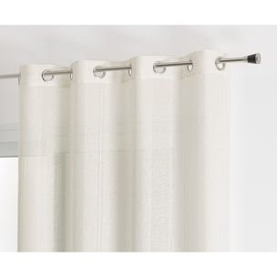 Voilage uni rayures brodées - Blanc