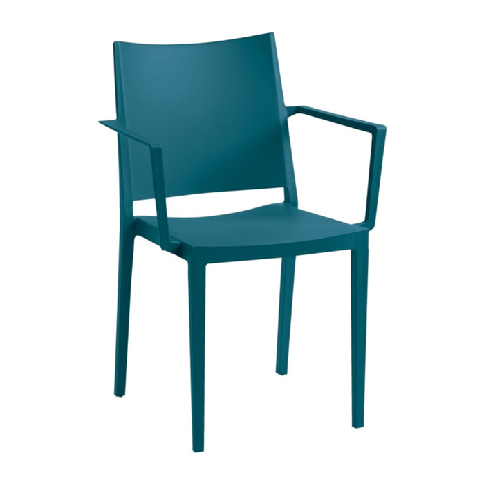 Lot de 2 fauteuils de jardin en plastique - bleu pétrole - LAGOS