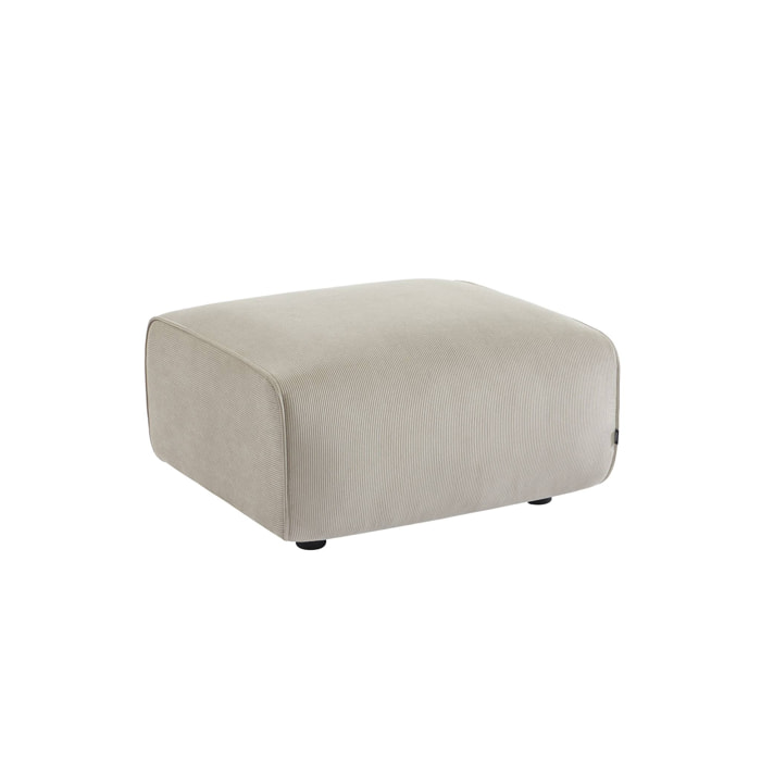 Pouf. module pour canapé. repose-pieds pour canapé 2 places en velours côtelé greige. L 76 x P 70 x H 41cm - Wallas