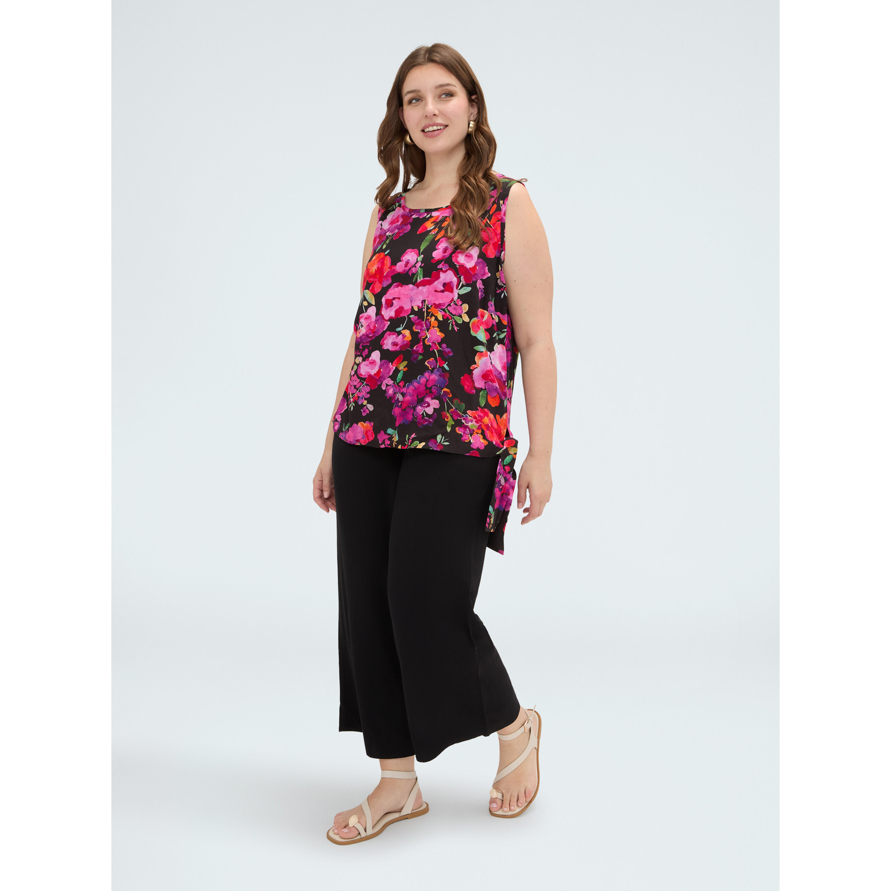 Fiorella Rubino - Top in mussola con stampa e fiocco - Nero