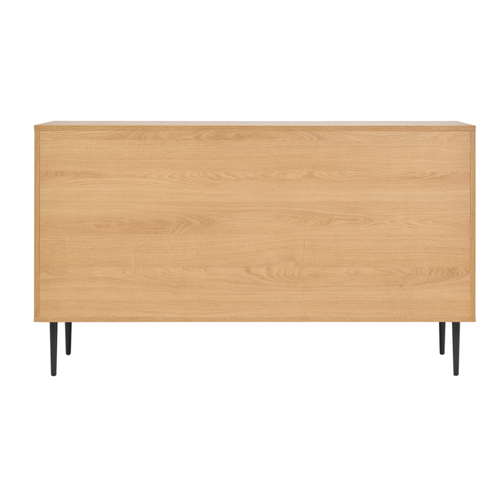 Buffet design en bois clair chêne massif gravé et métal noir 3 portes L135 cm ARCHIPEL