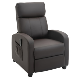 Sillón de Masaje Relax Reclinable con Mando a Distancia 2 Zonas de Masaje 8 Programas 5 Niveles de Intensidad y Temporizador Tapizado en PU 68x88x98 cm Marrón