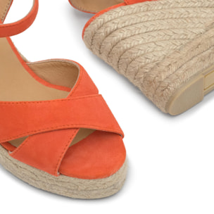 Sandalia de cuña Blaudell en ante con cierre de pulsera