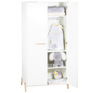 Armoire bébé 2 portes sur pieds en bois blanc