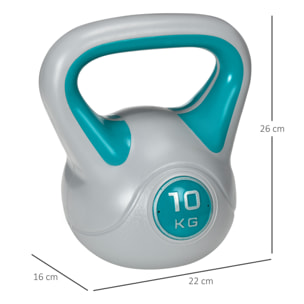 Pesa Rusa 10 kg Kettlebell Revestimiento de PU para Culturismo 22x16x26 cm Azul