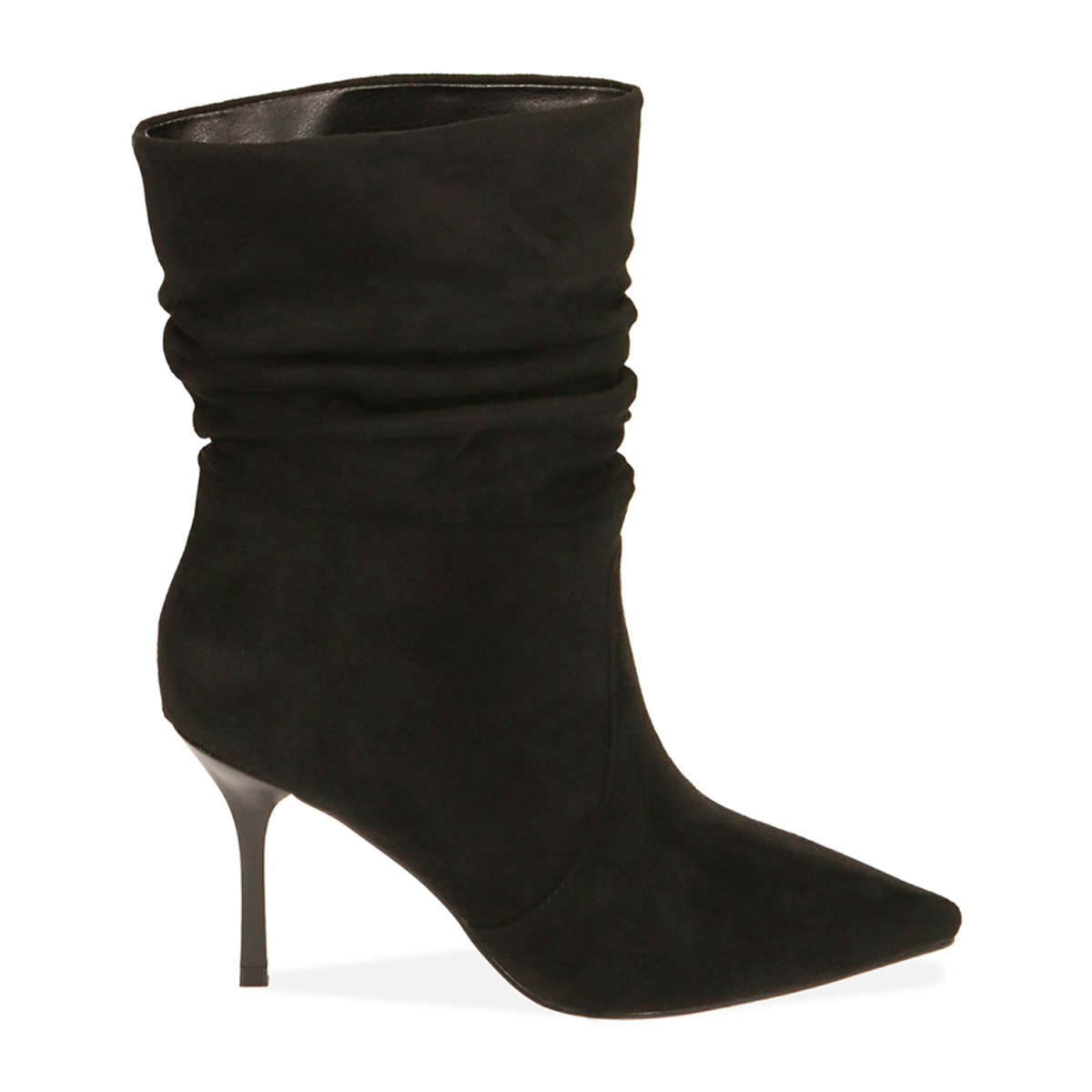 Ankle boots neri in microfibra, tacco 8,5 cm