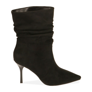 Ankle boots neri in microfibra, tacco 8,5 cm