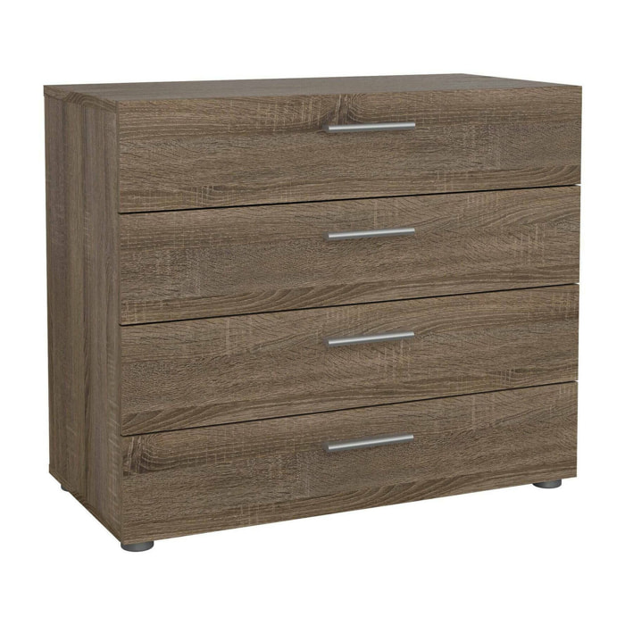 Cassettiera Arwen, Settimino multiuso, Comò camera da letto, Mobile con cassetti, 80x40 h68 cm, Rovere