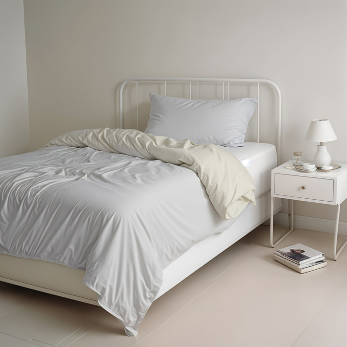 PARURE COPRIPIUMINO NATURAL COLOR PIAZZA E MEZZA - 100% COTONE MADE IN ITALY