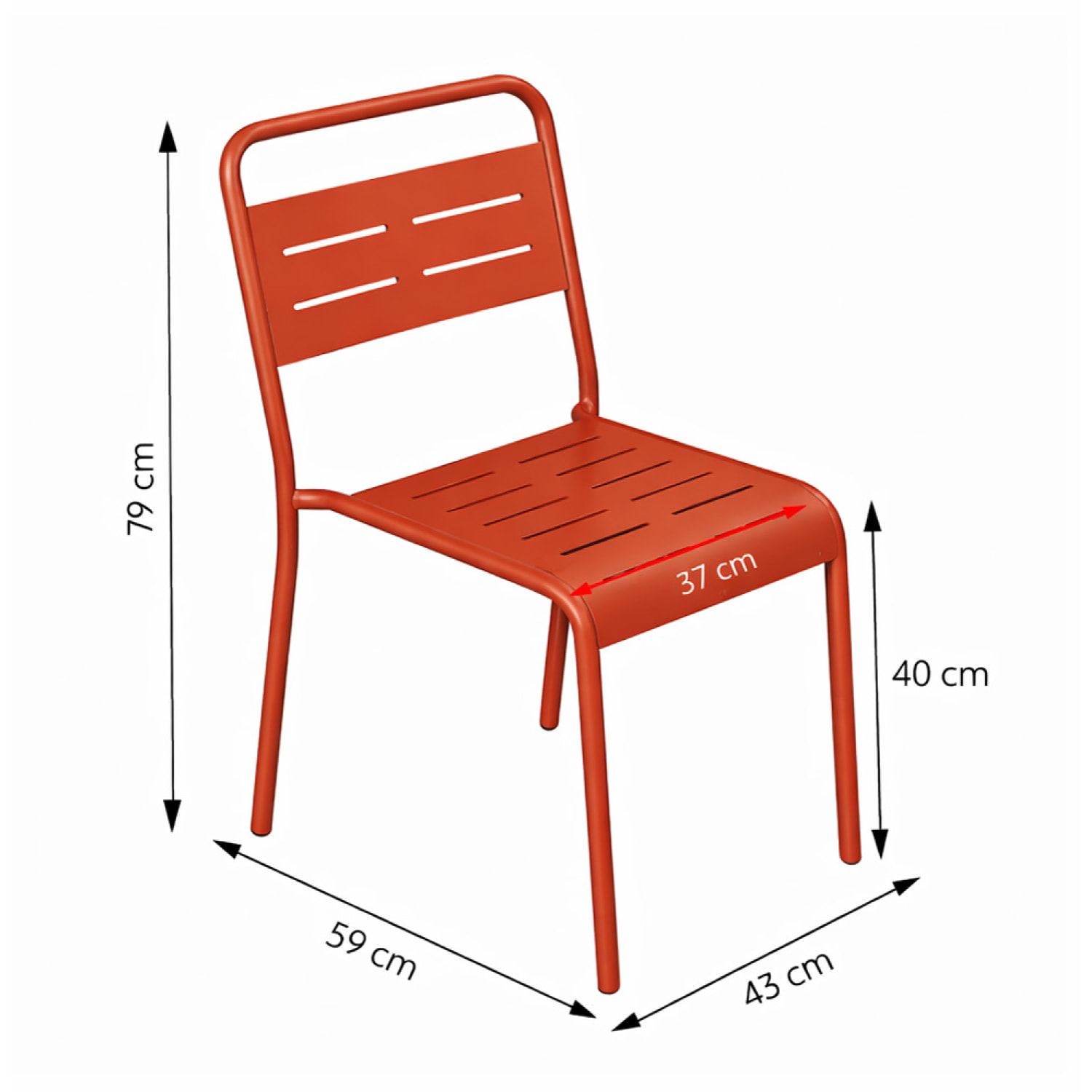 EVORA Lot de 6 chaises de jardin empilables terracotta
