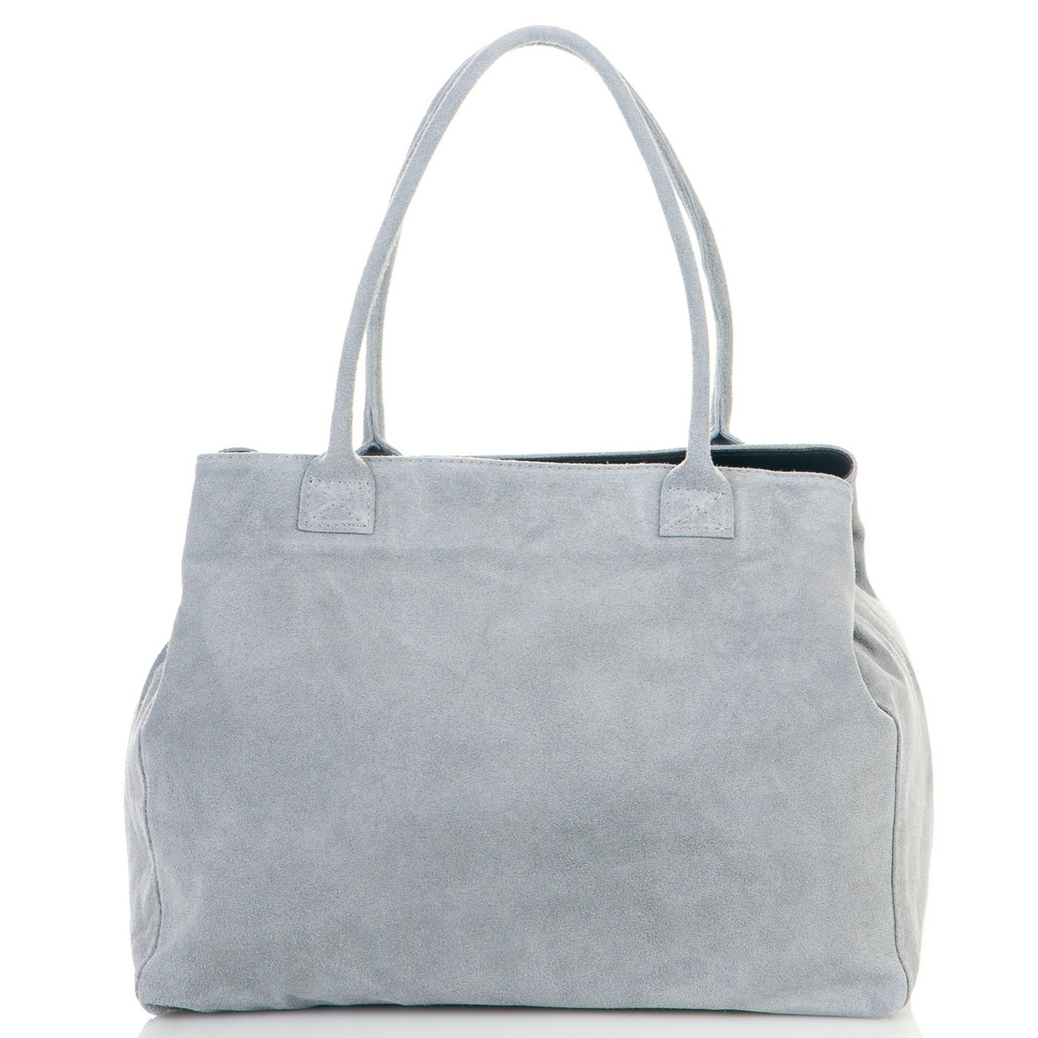 Borse Donna colore Grigio-in pelle Made in Italy 41 x 28 x 7cm