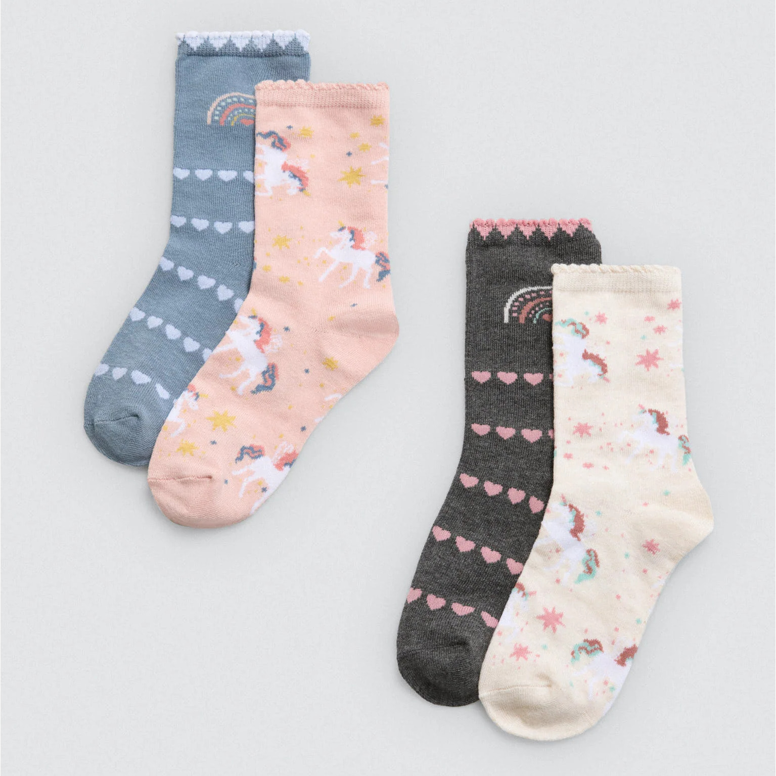 Confezione da 4 calzini stampati con unicorno per bambini