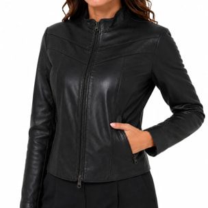 Giubbino in vera pelle di vitello Nero