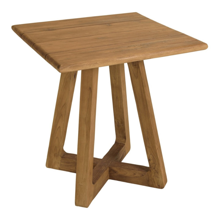 COLINE - Table à manger de jardin carrée en bois de teck recyclé 70cm (2 COLIS)