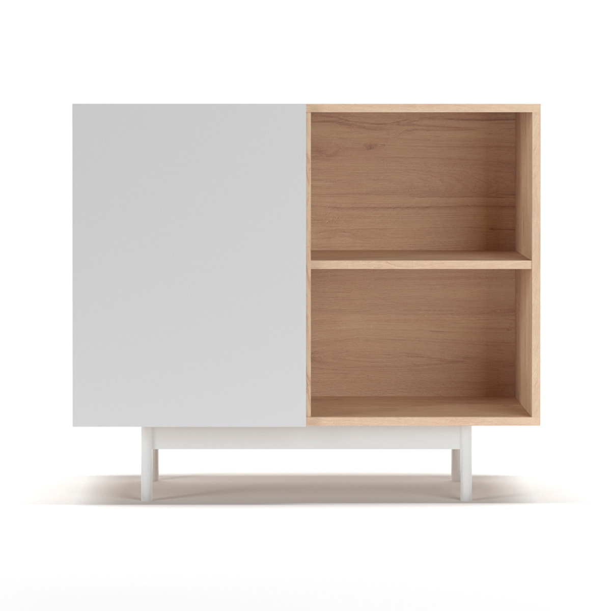 Aparador 1 puerta Printed roble y blanco 78x90x34 cm
