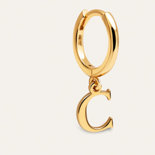 Pendiente Suelto Personalizado Aro Letter Plata Baño Oro
