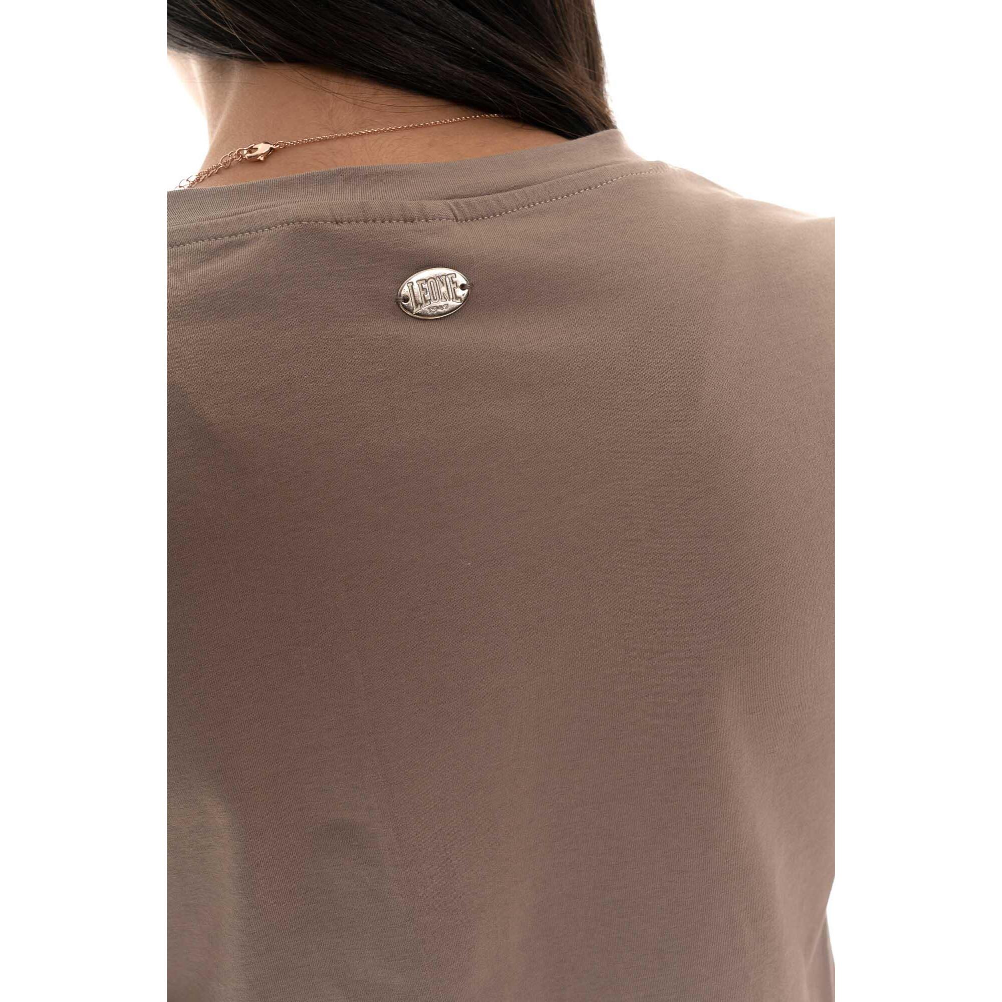 T-shirt donna a manica corta con placchetta Leone 1947 Never Without